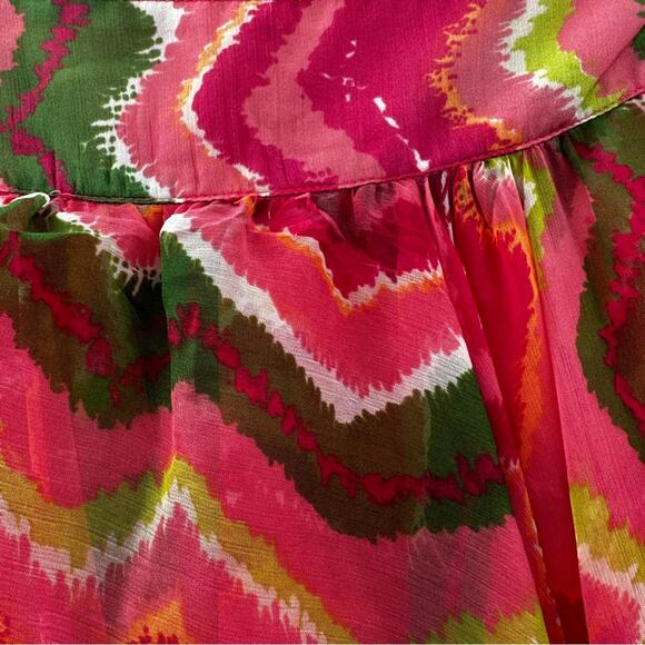 Sundance Pink, Green, Orange Zig Zag Chevron Print Flowy Maxi Skirt Size 10 - Picture 8 of 12